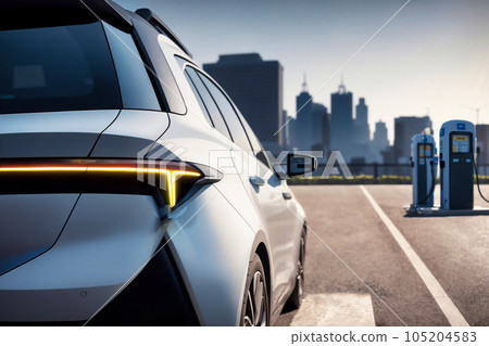 EV charging station for electric car in concept of green energy  105204583