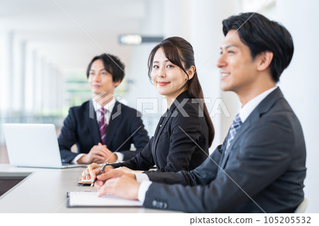 Young male and female businessmen having a meeting in the office Young male and female businessmen having a meeting in the office 105205532