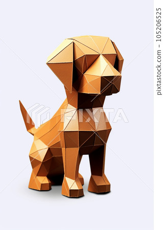 Cute little breed dog made in origami style 105206525