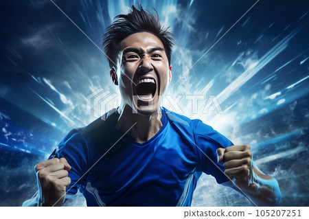 Soccer player screaming AI generated imageAI image 105207251