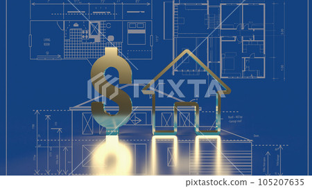 The dollar symbol and home icon for property business concept 3d rendering 105207635