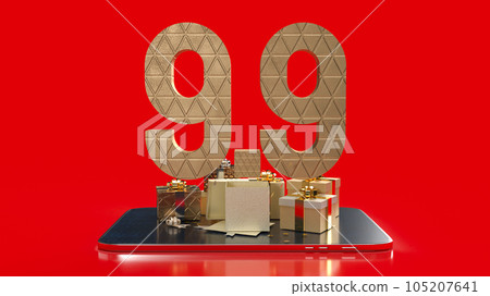 The 9.9 number gold on tablet background for sale or promotion concept 3d rendering The 9.9 number gold on tablet background for sale or promotion concept 3d rendering 105207641