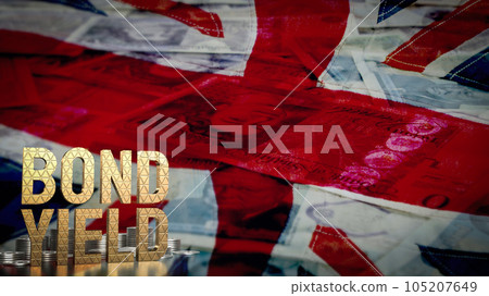 The Bond yield  and coins on Flag of the United Kingdom  for Business concept 3d rendering 105207649