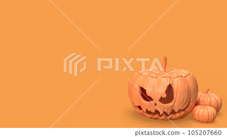The jack o lantern pumpkin orange color tone for halloween content 3d rendering The jack o lantern pumpkin orange color tone for halloween content 3d rendering 105207660