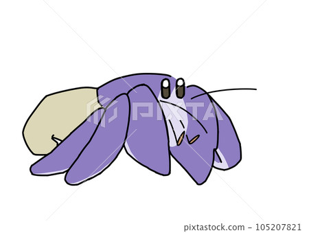 可愛的無家可歸的寄居蟹的插圖 可愛的無家可歸的寄居蟹的插圖 105207821