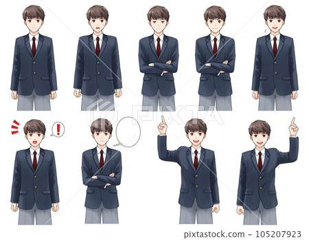 穿著西裝外套的男學生各種面部表情 105207923