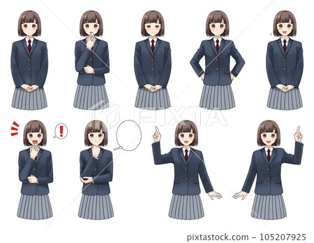 Female student in a blazer Assorted facial expressions Female student in a blazer Assorted facial expressions 105207925