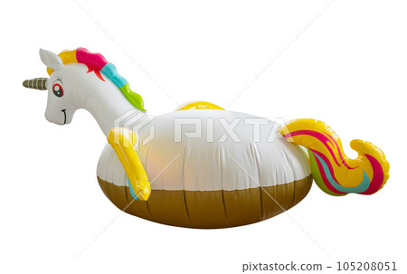 inflatable fat unicorn ring for swimming pool isolated on white background inflatable fat unicorn ring for swimming pool isolated on white background 105208051