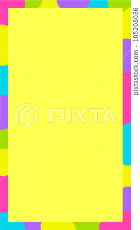 黃色背景上的彩色幾何圖案框架-簡單流行生動的色彩裝飾-垂直 105208086