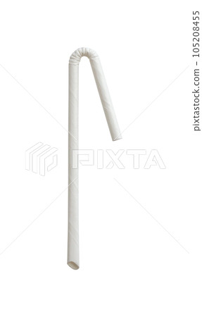 Biodegradable eco friendly white paper drinking straw mockup isolated on white background Biodegradable eco friendly white paper drinking straw mockup isolated on white background 105208455