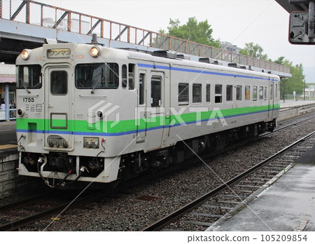 Kiha 40 Single Line Local Train Furano Station - Stock Photo