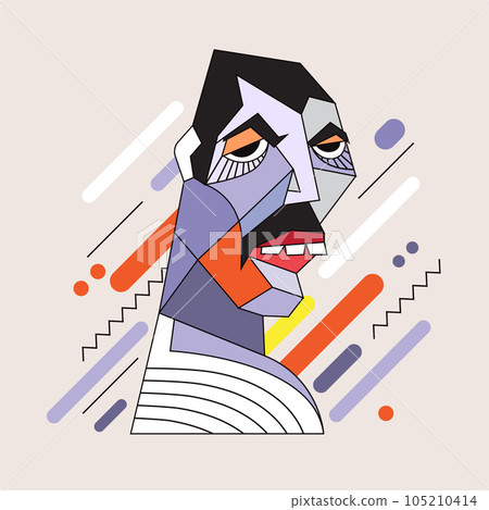 abstract minimalist and modern linear face 105210414