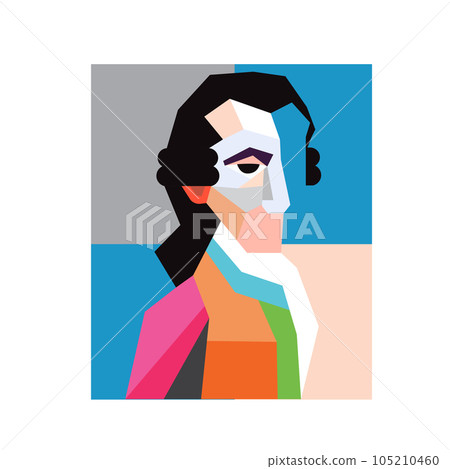 abstract minimalist vector portrait of Wolfgang Amadeus Mozart 105210460
