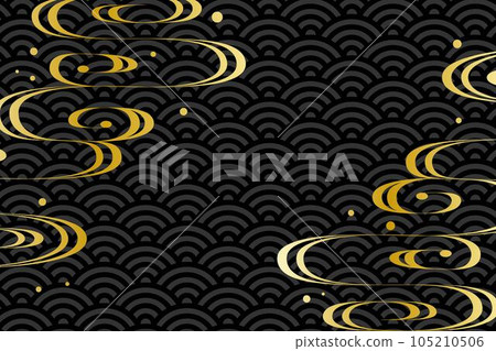 黑色青海波浪流水圖案背景 105210506