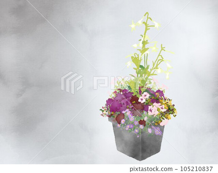 A chic potted plant painted in watercolor 105210837