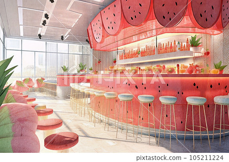 A cute restaurant with a watermelon theme 105211224
