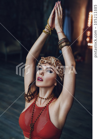 Young beautiful yogi woman 105211885