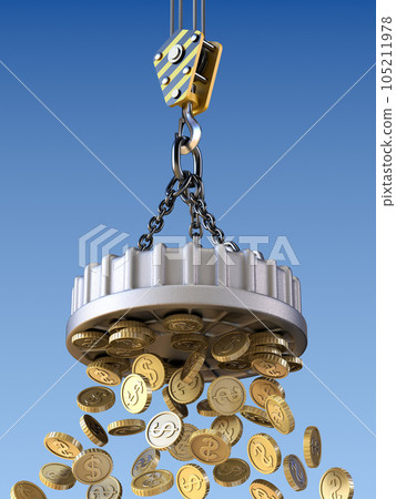 Lifting magnet attract money concept 105211978