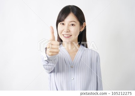 Middle-aged woman doing a good pose White background 105212275