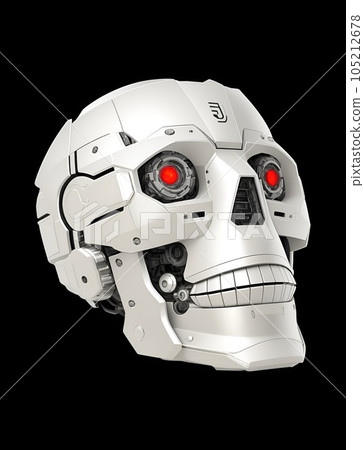 Illustration with a robot skull as a motif Illustration with a robot skull as a motif 105212678