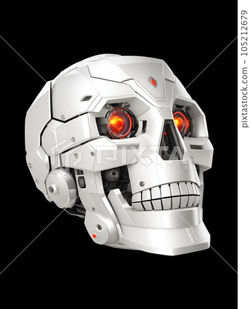 Illustration with a robot skull as a motif Illustration with a robot skull as a motif 105212679