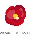 Illustration of a single red camellia 105212717