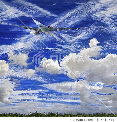 Contrail漂浮在天空中 Contrail漂浮在天空中 105212755