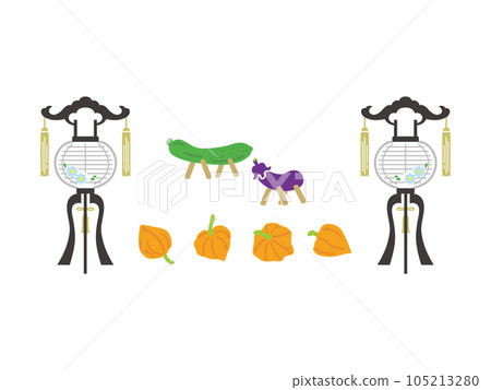 Obon image illustration set (color) 105213280