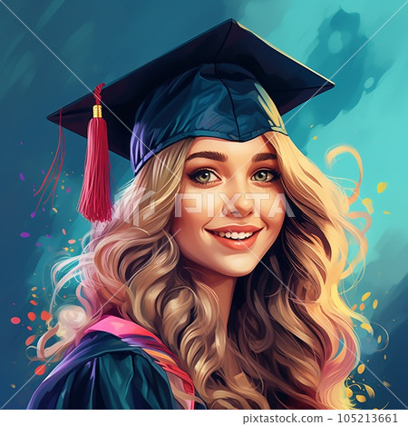 A girl student is a graduate of an educational institution at a celebration on the occasion of the completion of her studies. High school graduation 105213661