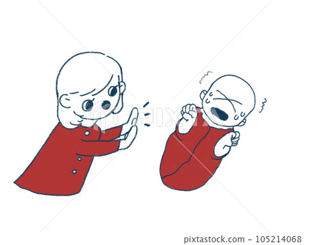 Illustration of an adult comforting a child Illustration of an adult comforting a child 105214068