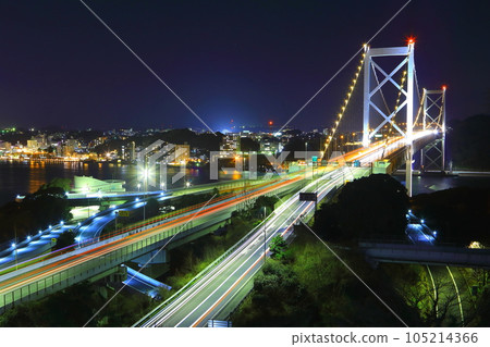 Kanmon bridge at night 105214366