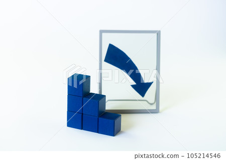Graph of arrows and building blocks, falling to the right Graph of arrows and building blocks, falling to the right 105214546