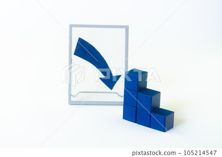 Graph of arrows and building blocks, falling to the right Graph of arrows and building blocks, falling to the right 105214547