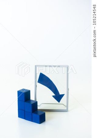 Graph of arrows and building blocks, falling to the right Graph of arrows and building blocks, falling to the right 105214548