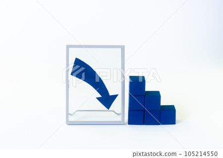Graph of arrows and building blocks, falling to the right Graph of arrows and building blocks, falling to the right 105214550