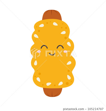 cartoon vector illustration of sausage in dough 105214787
