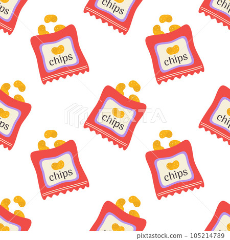 cartoon seamless pattern with potato chips 105214789