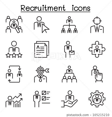 Recruitment icon set in thin line style 105215210
