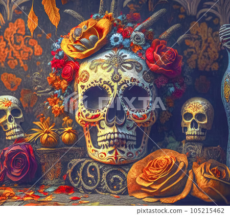 Dia de los muertos, Mexican Feast of the Dead, Day of the Dead and Halloween 105215462