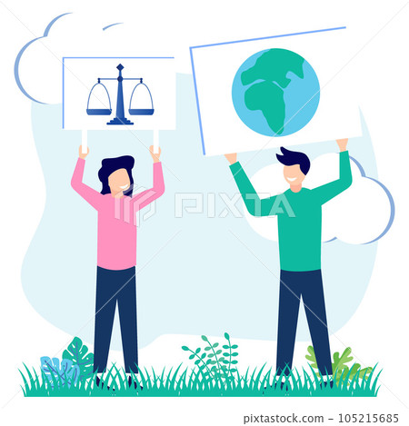 Illustration vector graphic cartoon character of social activists and demonstrations demanding improvement 105215685