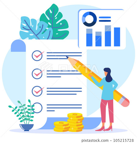 Illustration vector graphic cartoon character of analyze the marketing situation Illustration vector graphic cartoon character of analyze the marketing situation 105215728