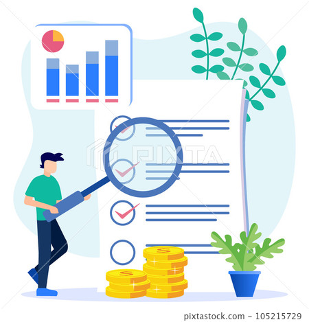 Illustration vector graphic cartoon character of analyze the marketing situation Illustration vector graphic cartoon character of analyze the marketing situation 105215729