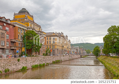 University of Sarajevo alongside of the Miljacka River University of Sarajevo alongside of the Miljacka River 105215751