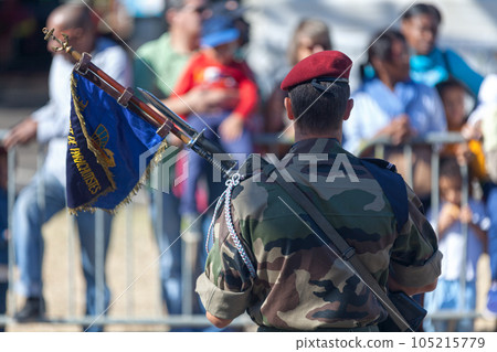 French Paratrooper parading during Bastille Day French Paratrooper parading during Bastille Day 105215779