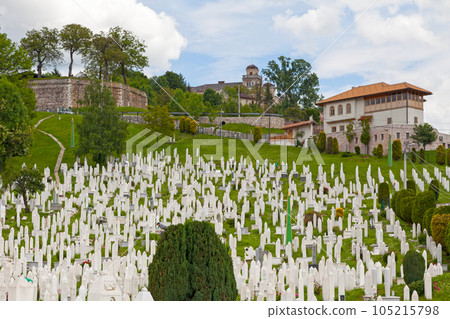 Tombstones at the Kovaci Cemetery in Sarajevo 105215798