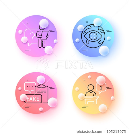 Cyber attack, Podium and Fake document minimal line icons. 3d spheres or balls buttons. Search employee icons. For web, application, printing. Web phishing, Conference stage, Wrong truth. Vector Cyber attack, Podium and Fake document minimal line icons. 3d spheres or balls buttons. Search employee icons. For web, application, printing. Web phishing, Conference stage, Wrong truth. Vector 105215975