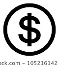 Dollar currency icon symbol 105216142