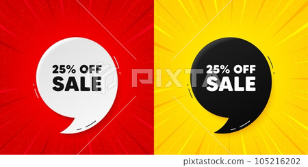 Sale 25 percent off discount. Flash offer banner with quote. Promotion price offer sign. Retail badge symbol. Starburst beam banner. Sale speech bubble. Vector Sale 25 percent off discount. Flash offer banner with quote. Promotion price offer sign. Retail badge symbol. Starburst beam banner. Sale speech bubble. Vector 105216202
