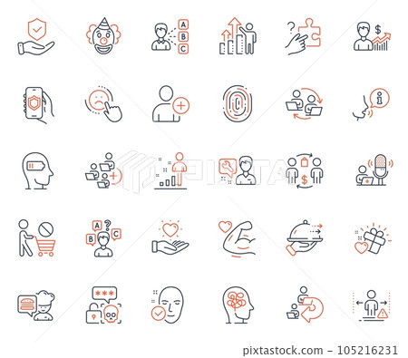 People icons set. Included icon as Add team, Security app and Stress web elements. Insurance hand, Repairman, Hold heart icons. Add user, Strong arm, Employee results web signs. Vector People icons set. Included icon as Add team, Security app and Stress web elements. Insurance hand, Repairman, Hold heart icons. Add user, Strong arm, Employee results web signs. Vector 105216231