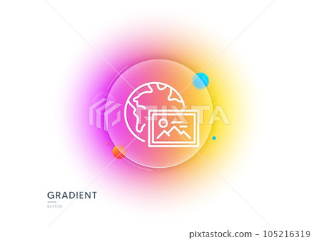 Web photo line icon. Gradient blur button with glassmorphism. Image thumbnail sign. Picture album placeholder symbol. Transparent glass design. Web photo line icon. Vector Web photo line icon. Gradient blur button with glassmorphism. Image thumbnail sign. Picture album placeholder symbol. Transparent glass design. Web photo line icon. Vector 105216319
